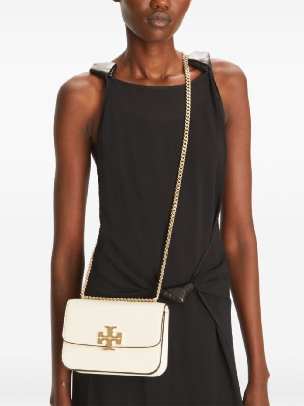 Tory Burch Eleanor Convertible White Leather Chain Shoulder Crossbody - Picture 6 of 8